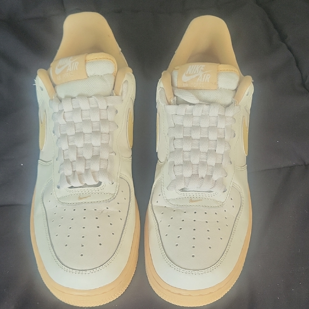 Nike Air Force 1 Sneakers in White and Tan